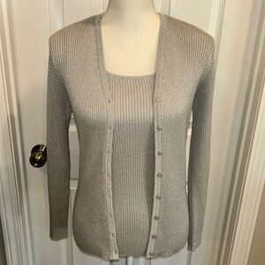 Style & co. size small sparkly grey shell and cardigan set